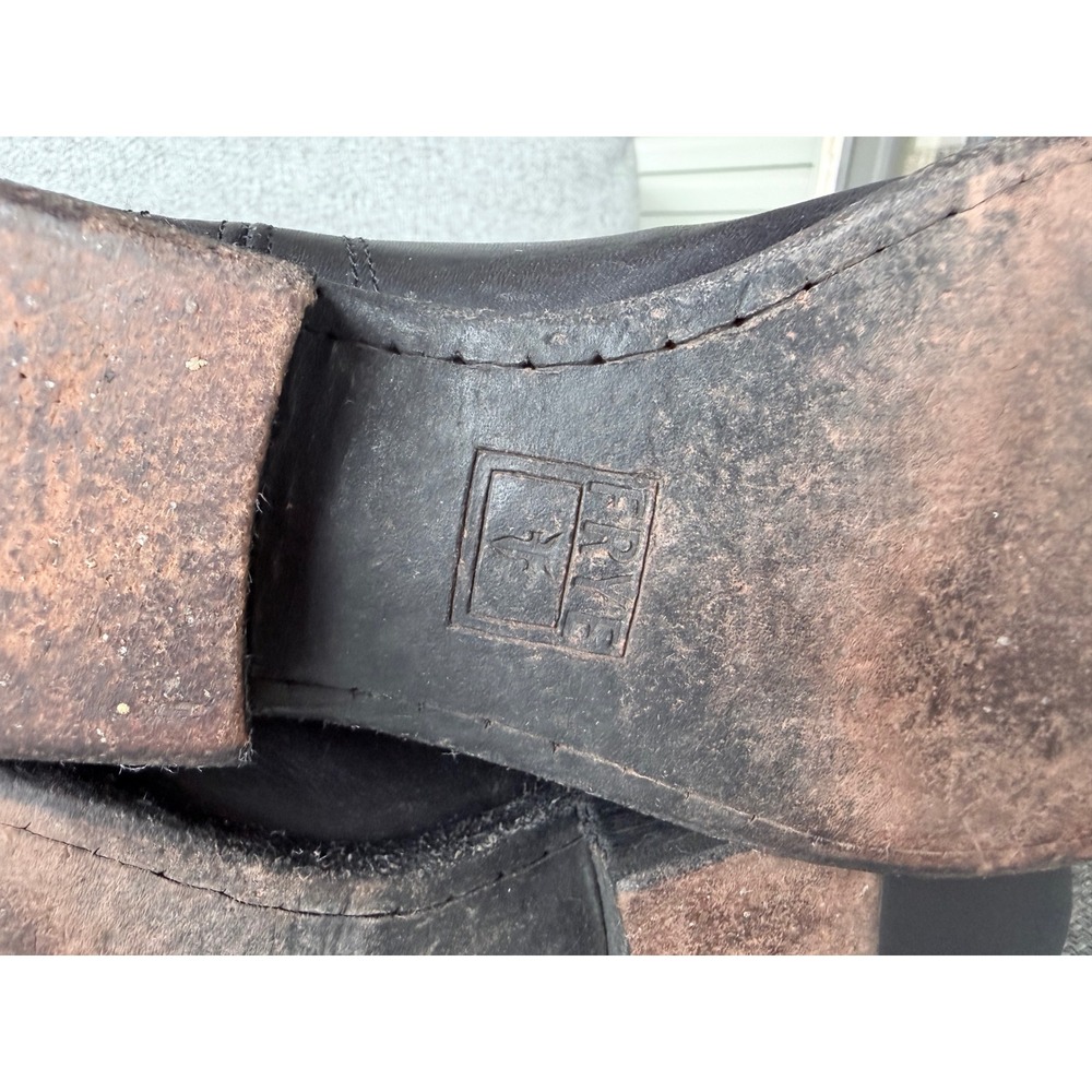 Womens 7 Frye Melissa Button Tall Black Leather Equestrian Western Riding Boots - Picture 7 of 11
